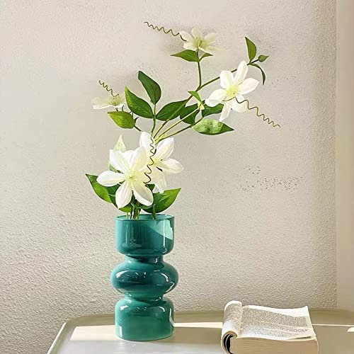 JSPYFITS Vase à fleurs hydroponique en verre coloré à 3 bulles, style Funky, décoration de table pour maison/bureau/mariage/fête, 18 cm, vert foncé