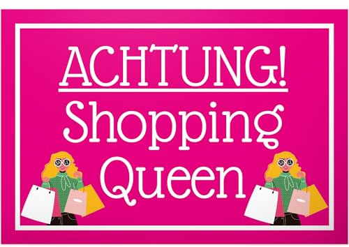 DankeDir! Shopping Queen - Schild 30 x 20 cm - Geschenkidee Partydeko Geburtstagskarte Geburtstagsdeko - Freundin Geschenk Frauen Geburtstagsgeschenk Geburtstag