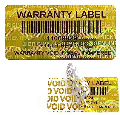 180 Holografische Etiketten mit Barcode-Seriennummer, selbstklebender Garantiestempel 30 x 15 mm (Gold)