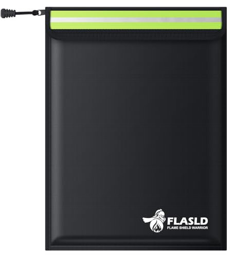 FLASLD Feuerfeste Taschen Dokumententasche mit Reißverschluss Fiberglas Feuerfeste Taschen Bis 1371℃ Feuerfeste Geldkassette Große Kapazität A4 A5 Dokumentenmappe 38x28cm