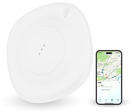 Ksix MyTag Localizador de Objetos Compatible iOS y Buscar de Apple, Buscador de Llaves y Maletas, Altavoz Integrado con Alerta, Resistencia al Agua IP66, 1 año de autonomía, Pila Reemplazable, Blanco