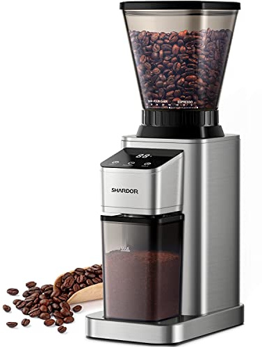 SHARDOR Professional Conical Burr Coffee Grinder, Coffee Bean Grinder with 48 Grind Settings for Espresso, Drip & French Press, Upgraded Anti-Static Technology, Precision Timer, Stainless Steel