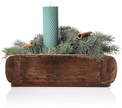 BigDean Ziegelform Holz 32x14,5x9cm Deko Holzkiste handgefertigt | Rustikale Vintage Ordnungsbox mit Metallbeschlägen aus Echtholz, Deko Holzkiste gefertigt aus Altholz, jedes Stück EIN Unikat