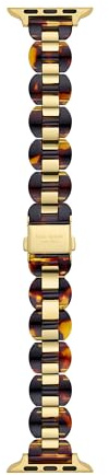 Kate Spade New York Women's Tortoise Acetate Band For Apple Watch® Series 1-9 and SE, 38/40/41/42/44/45/49mm (Model: KSS0180E), Gold/Tortoise Scallop