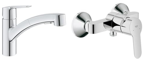 GROHE QUICKFIX Start - Einhand-Spültischbatterie (für die Einlochmontage & BauEdge - Badewannenarmatur (integriertes Rücklaufventil