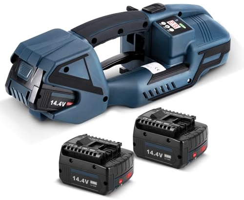 BAOSHISHAN Automatische Umreifungsgerät mit zwei 4000MAH Batterien Elektrische Umreifungsmaschine für 13-16MM Breit PET/PP Umreifungsmaschineband, 900-3200N Zugkraft, 2-5 Sekunden Schweißzeit, 230V