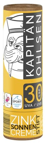 KAPITÄN OHLSEN Zink-Stift Sonnencreme LSF 30 - wasserfest - mineralischer zinc stick - 100% natürlich - reef safe und plastikfrei