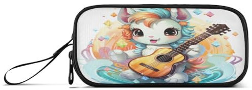 Süßes Einhorn Spielt Musik Federmäppchen Federtaschen Mäppchen Schlamperbox Tasche für Jungen Mädchen Schüler