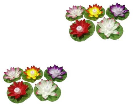 ABOOFAN Flammen Lotus Blumen Schwimmende Lotuslichter 10 Stück Wasserlichter Led Lotusform Licht Seerose