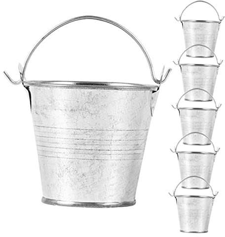 FUNOMOCYA 6stücke Edelstahleimer Mit Griff Kleiner Eimer Für Make-up-Pinsel Halloween-süßigkeiten Party-Geschenke Stift-aufbewahrung Dekorative Schreibtischorganizer