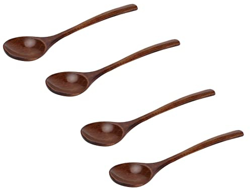 Großer Holzlöffel Zum Kochen, 4 Stück Kochlöffel aus Holz, Küchenutensilien aus Holz, Rührlöffel, Servierlöffel, Exquisiter Suppenlöffel aus Holz mit Langem Griff und Großer