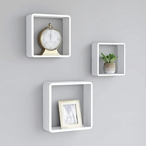 Iiaky Würfelregale 3 STK. Weiß MDF Regale FüR WäNde BüCherregal Wand Regale Wand Storage Shelves WüRfelregal - 323952