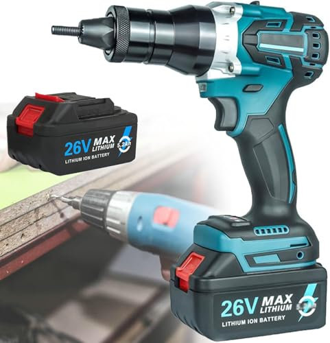 guoyjmm Pistola Remachadora Eléctrica, Pistolas Remachadoras Automáticas Eléctricas de Alta Resistencia, Herramienta Manual Automática para Tuercas M3/M4/M5/M6/M8/M10/M12,5200mAh
