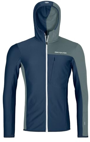 ORTOVOX Fleece Light Grid Hooded Jacke, Herren, deep Ocean, XXL