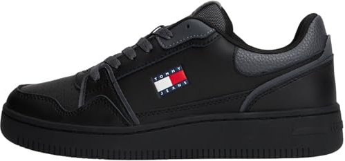 Tommy Jeans Donna Sneakers con Suola Preformata Retro Basket Profilo Basso, Nero (Black), 40