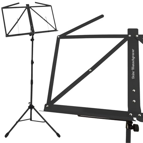 keepdrum MUS3BK Notenständer Schwarz mit personalisierter Gravur