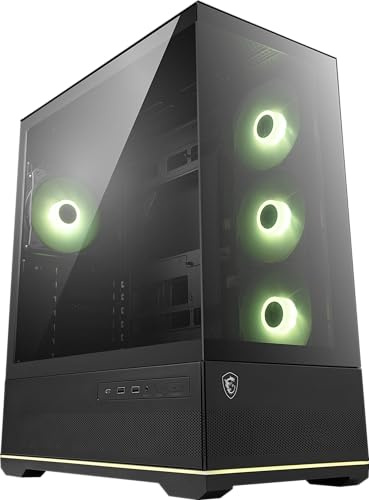 MSI MAG PANO 110R PZ – Boîtier PC de Jeu Moyen – Panneau latéral en Verre trempé – 3 Ventilateurs ARGB de 120 mm – Support de Refroidissement Liquide jusqu'à 360 mm – Panneau en Maille pour Une