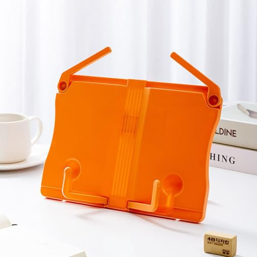 Verstellbarer Leseständer, Faltbarer Bücherständer Tragbarer Kochbuchhalter, Multifunktionales Lesegestell Kinder Buchständer für Küche Arbeitszimmer Büro Schule (Orange)