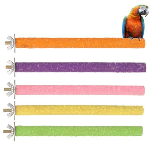 Halinuia 5 Pezzi 20cm Posatoio per Pappagalli,Posatoio per Pappagallo Giochi per Accessori,Trespolo per Pappagalli per Uccello Giocattolo di Masticare Domestico Piattaforma