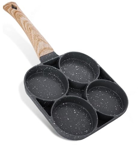 Generico Padella Pancake con e Coperchio, Padella per Uova Fritte Antiaderente in Alluminio, Induzione Compatibile - Nero