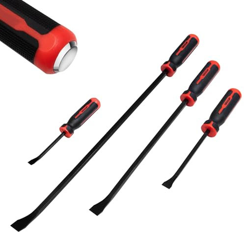 WISEUP 4-Piece Pry Bar Set，8,12,18,24 Heavy Duty Crowbar with Thicker Strike Caps for Prying，Demolition，Automotive Mechanic Hand Tools