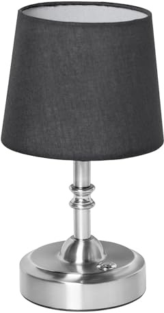 GEYUEYA Home Tischlampe Kabellos Akku Kaltweiß (Silberne) | 4000mAh Batterie, 3 Helligkeitsstufen, Touch Control Mit Netzadapter, Ladekabel