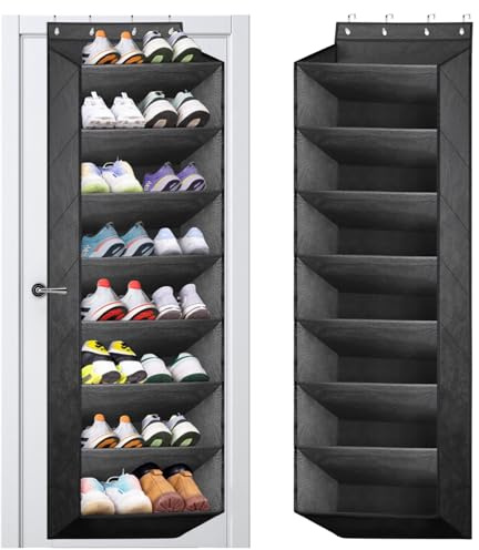 ZHLIMY Schuhregal Hängend Tür Organizer, Schuh Organizer Hängend mit 8 Tiefen Taschen Passt 20-Paar Schuh, Schuhaufbewahrung Tür mit 4 Metallhaken (Schwarz)