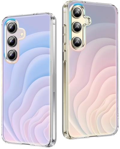 Layeri for Samsung Galaxy S24 FE Case Holographic Wave Iridescent Cover Shockproof Anti-Scratch Cute and Unique for Girls and Women Transparent Bumper Protective Case for Samsung S24 FE Phone Cases