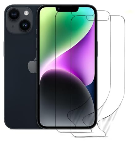 Cfyywqf Pellicola Idrogel per iPhone 14 | 3 Pezzi hydrogel film TPU Trasparente Flessibile Pellicole gel, Anti-Graffio,HD,Alta Sensibilità schermo protettivo