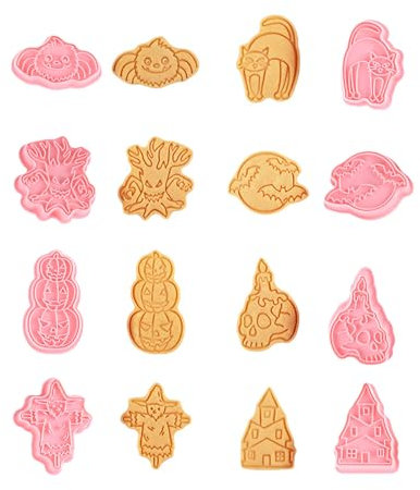 Moldes de galletas pequeños creativos para cortar galletas con temática de Halloween, herramienta de horneado, adecuado para reuniones familiares, sellos de galletas