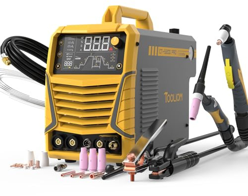TOOLIOM CUT/HF TIG/Pulse TIG/Spot Welding/Stick 5 in 1 Portable Welding Machine: 50A Air Plasma Cutter, 200A TIG Welder, 180A Stick Welder, with Dual Voltage 110&220V