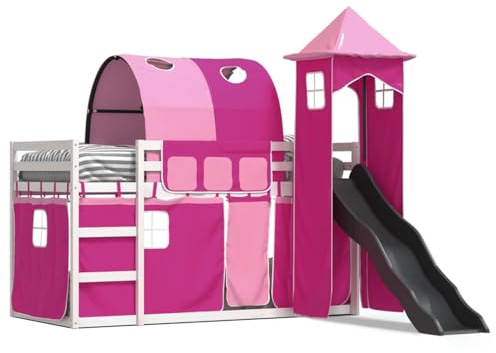 Gecheer Solid Pine Wood Bunk Bed with Slide & Guardrails, White, Suitable for Kids 6+ Model3284184