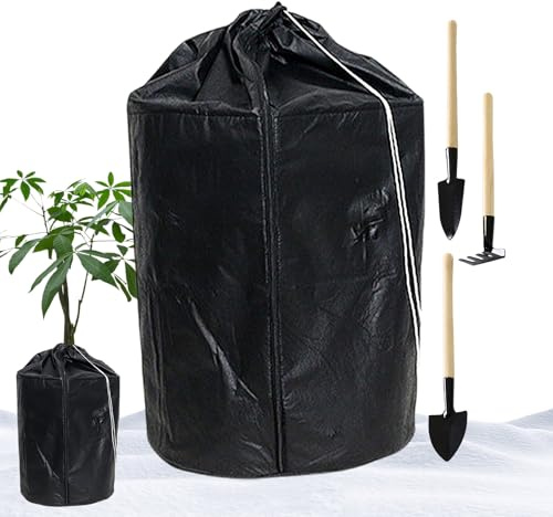 Glugahrif Housses de plantes d'hiver - Isolation thermique avec cordon de serrage et fermeture éclair - Housse de pot de fleurs pour l'hiver - Pour fleurs, arbustes, extérieur, jardin, terrasse