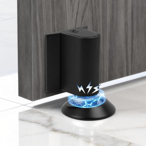 GEEKHOM Magnetischer Türstopper Boden Kleben - Türstopper Magnetisch Ohne Bohren Magnetic Door Stopper Selbstklebend Bodentürstopper Magnet Schwer Türkeil Edelstahl für Tür Floor Wand (Schwarz)
