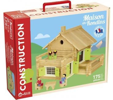 pour jeujura - Coffret Chalet Maison en rondins 175 Pieces en Bois - Jeu Construction 5 Ans - Made in France - Set Jouet et Carte