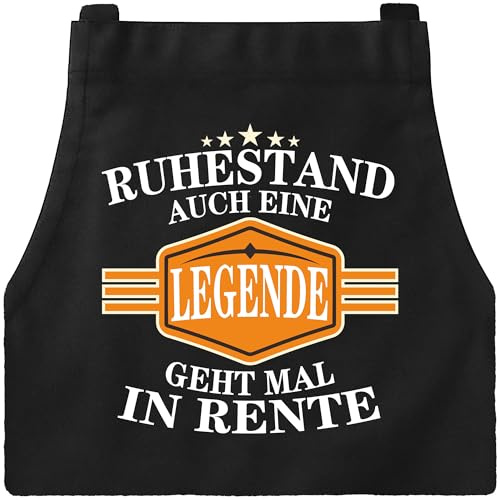 XCSJKJ Grillschürze für Männer Kochschürze Herren Schürze lustig, Grill schürze für Männer Personalisiert mit 4 Taschen RUHESTAND AUCH EINE LEGENDE GEHT MAL IN RENTE