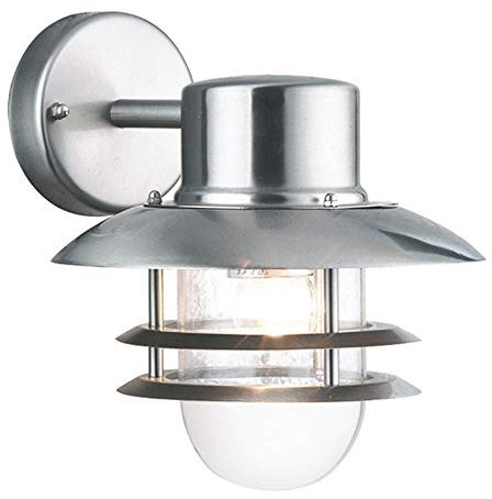 max K O M F O R T Edelstahl Außenleuchte 155DN – Moderne Außenwandleuchte mit Glas – IP44 – E27 Fassung – Wetterfest für Balkon, Terrasse & Hauswand