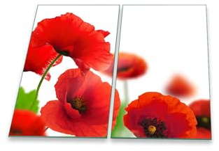 Herdabdeckplatte Abdeckung Ceranfeld Abdeckplatte Schneidebrett 2-Teilig 60x52 Mohnblume Rot Spritzschutz Glasplatte Ceranfeldabdeckung Schutz Herdschutz Sicherheitsglas Glasschneidebrett 2x30x52