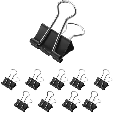 Westcott Binder Clips Metal 19 mm Black Pack of 12 | Stainless steel binder clips | For documents, files & packaging | Reusable | E-10701 00