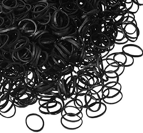 Rmeet Mini hårsnoddar, 1000-pack gummihårband, svart, små hårband för flickor, elastiskt gummihårband för dagliga frisyrer