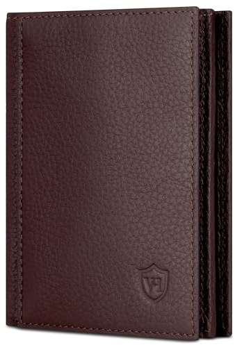 VON HEESEN® Leder Geldbörse mit Münzfach & RFID Schutz Herren & Damen - Echtleder Geldbeutel für Männer & Frauen - Portemonnaie Brieftasche Wallet Portmonee (Braun)