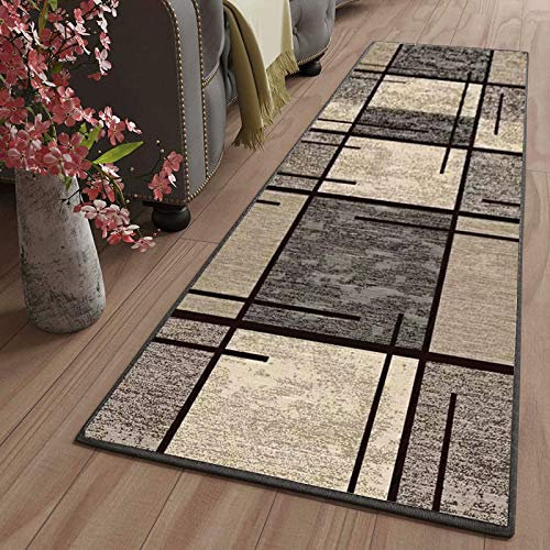 LYYK Tappeto Cucina passatoia antiscivolo lavabile moderno pelo corto Geometrico runner salotto per soggiorno camera da letto corridoio Entrata bagno Grigio Blu Beige Rosso Verde 40x60cm