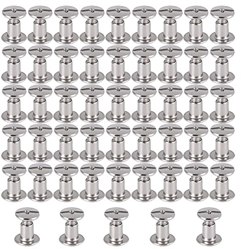 Cyleibe Chicago Schrauben, Schraubennieten für Leder, Buchbindeschrauben Set mit Kombischraubenkopf vernickelt M5 * 6 - Packung mit 50 Stück
