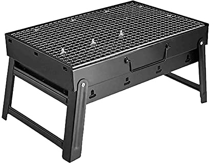 MYAOU Grill, tragbare klappbare Holzkohle Grill Schreibtisch Tischplatte Edelstahl Raucher BBQ im Freien für Picknickgarten Camping Terrasse (schwarz)