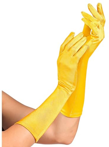 W WIDMANN MILANO Party Fashion - Elegante Satin-Handschuhe | Länge 40 cm, mit Elasthan, Kostüm-Accessoire für Showgirls, Karneval und Mottoparty