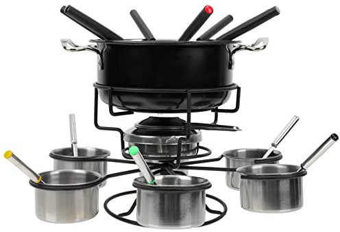 Angoily 1satz Edelstahl Fondue Tragbarer Schokoladen Und Käsefonduetopf Mit Zubehör Für Zuhause Für Schokoladenfondue Käsefondue Und Mehr