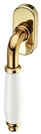 Maniglia per finestra MATTEO ottico lucido Maniglia per finestra bianca oliva con chiusura a 90° per finestre ad anta ribalta oro antico senza cilindro serratura di Sotech