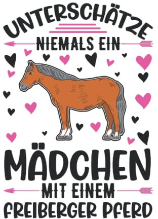 Freiberger Pferd Notizbuch: Freiberger Pferd Mädchen Jurapferd / 6x9 Zoll / 120 linierte Seiten