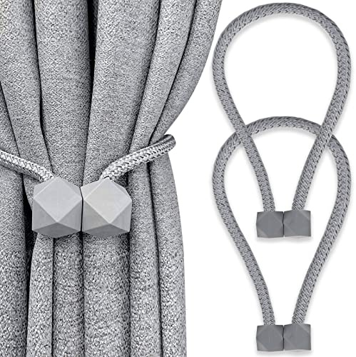 Yatinkim Magnetische Vorhang Raffhalter Grau Raffhalter für Vorhänge | 2 Stück Gardinenhalter Magnetisch für Gardinen Schnallen Holdbacks Halter Haken Clip Zuhause Schlafzimmer Außenbereich