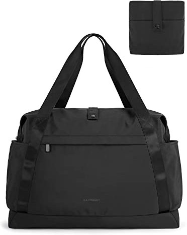 BAGSMART Reisetasche, Faltbare Reisetasche, Sporttasche für Damen und Herren, Weekender Multifunktion, Anti-Falten Handgepäck Tasche, 46L(Schwarz)